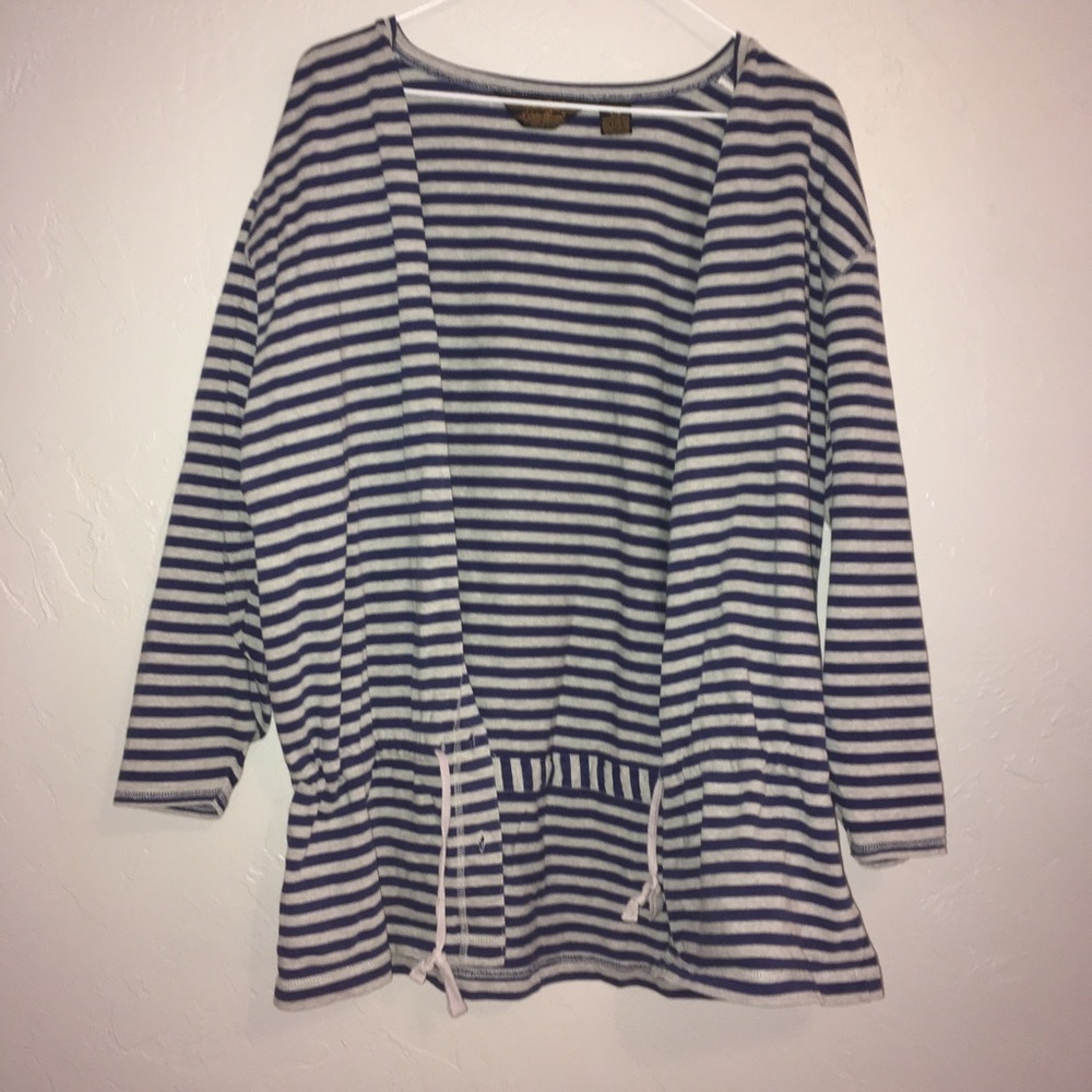 Eddie Bauer Blue and Gray Striped Cardigan